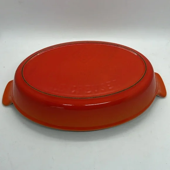 Le Creuset Au Gratin Pan Cast Iron Enamel Vintage #24 Flame Orange